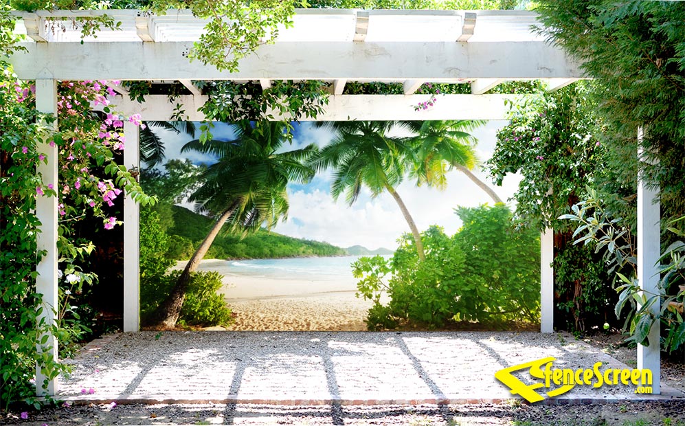 Sunset at Takamaka Beach Patio Backdrop & Gazebo Screen