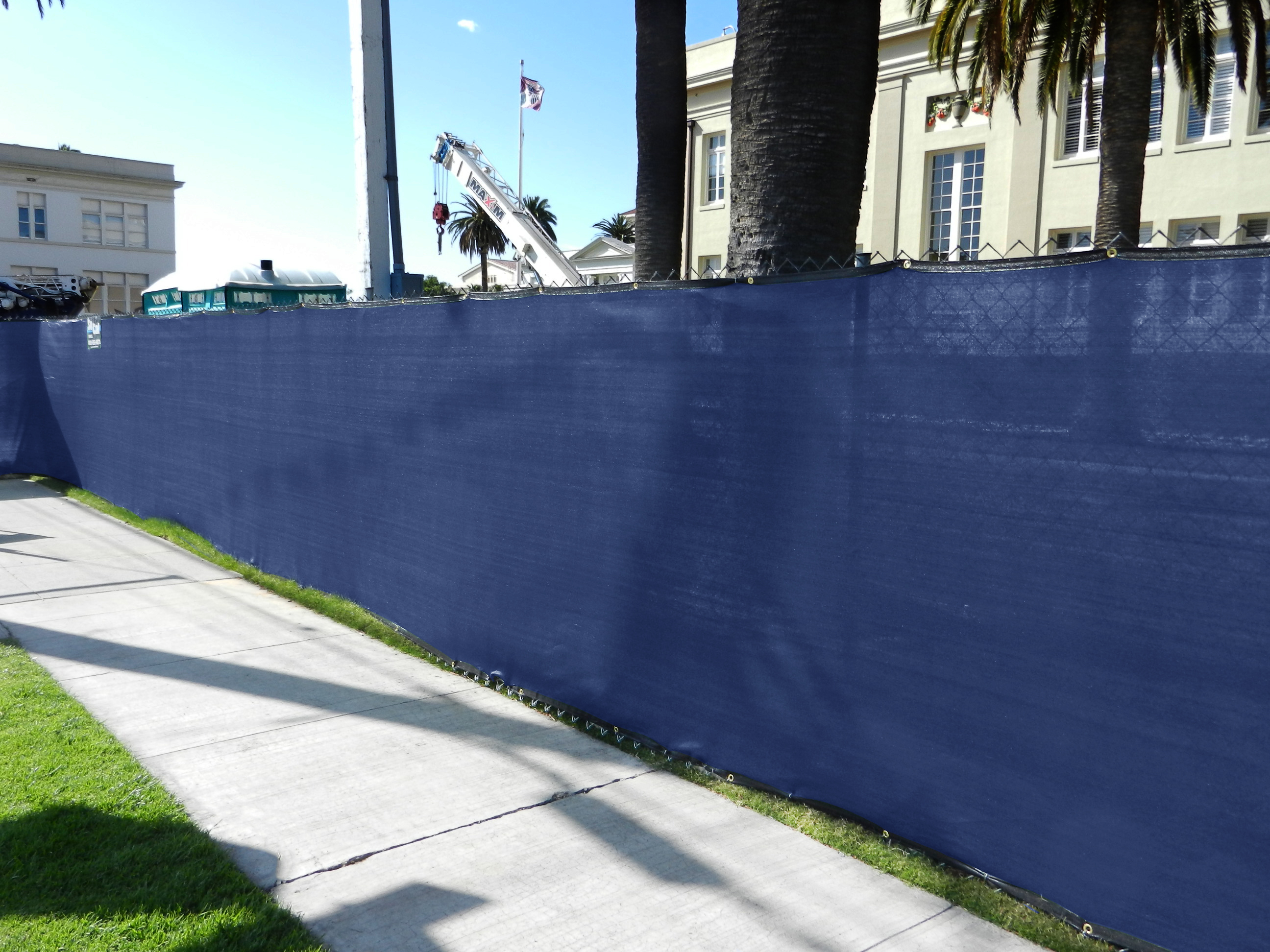 Temporary Fence Privacy Screen Green, Black, Tan & Blue