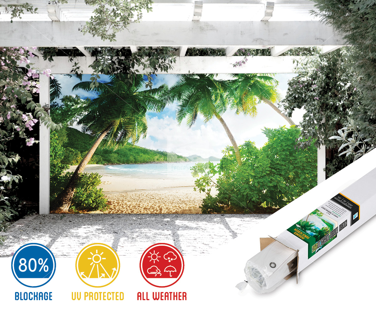 Sunset at Takamaka Beach Patio Backdrop & Gazebo Screen