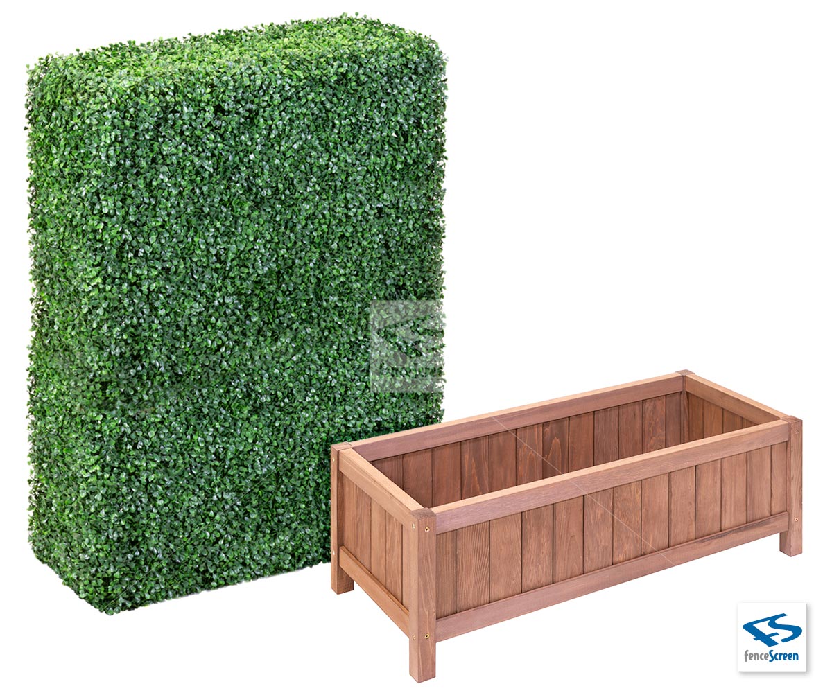 6ft Freestanding Boxwood Hedge With 12" Wooden Hampton Classic Planter Box