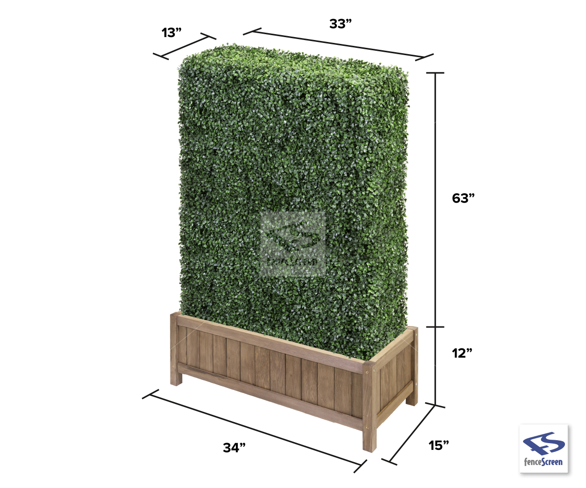 6ft Boxwood Hedge With 12" Wooden Hampton Classic Planter Box