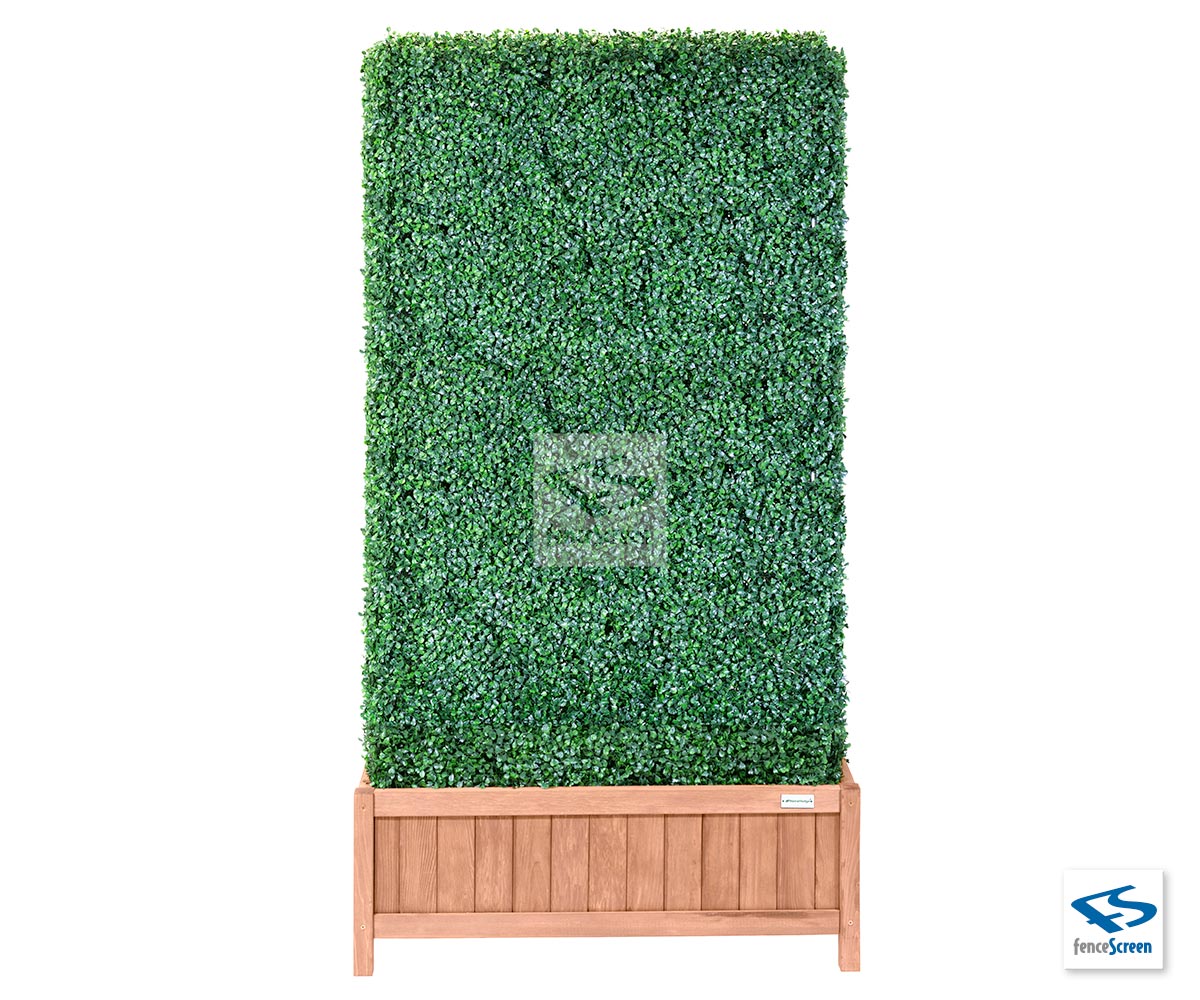 Artificial Boxwood Hedge with a 15" Wooden Hampton Classic Planter Box