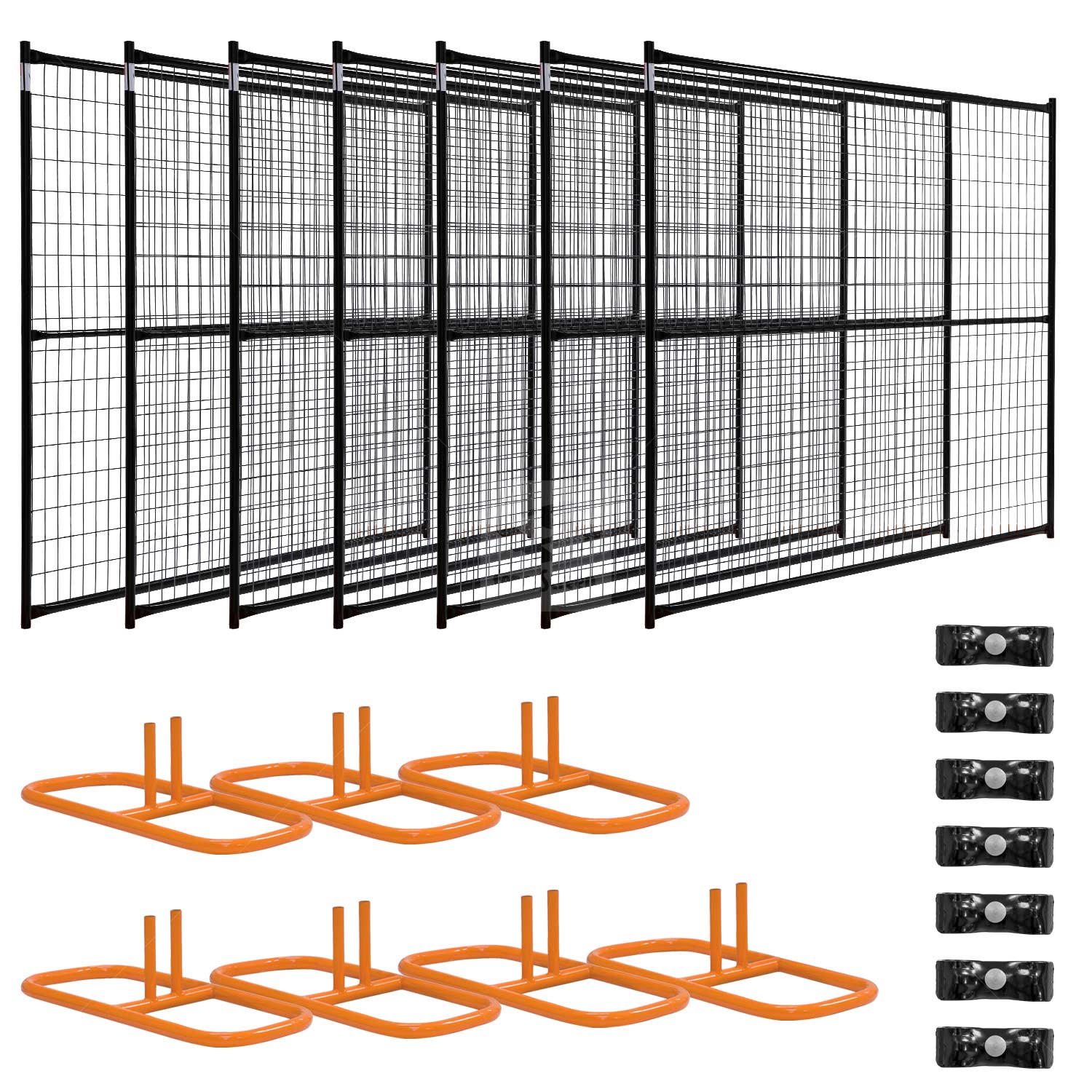 Black 6' x 50' Welded Wire Temporary Fence Panel Kit
