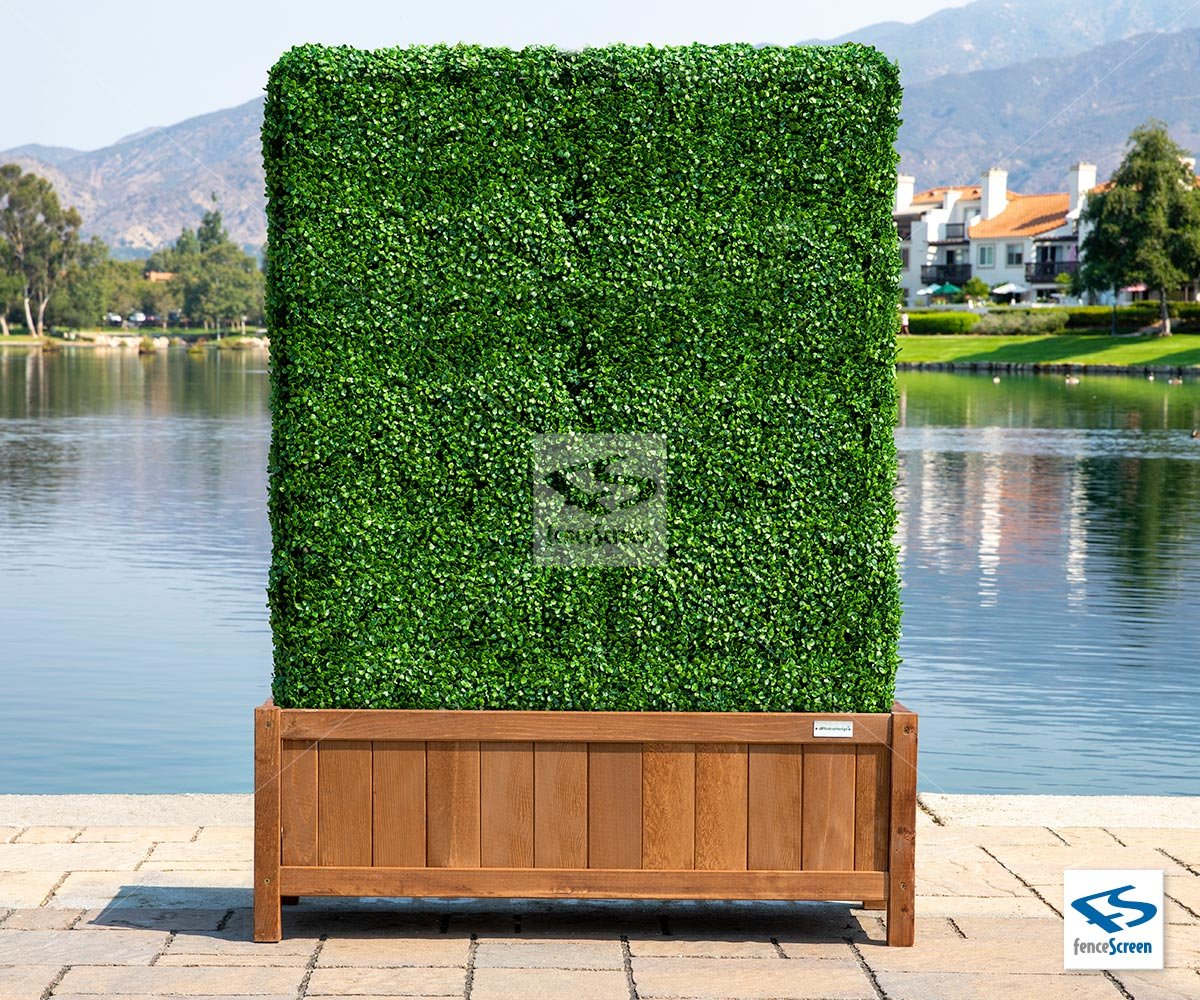 6ft Freestanding Boxwood Hedge With 12 Wooden Hampton Classic Planter Box