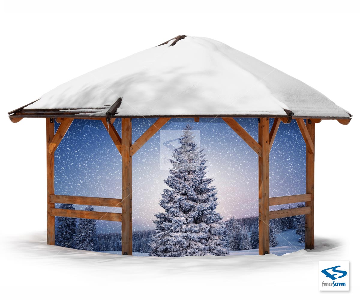 Holiday Tree Garage Backdrop Holiday Patio Screen 80 Fence Screen