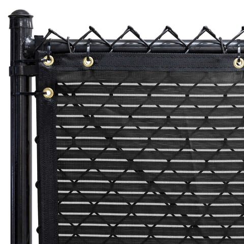 Commercial Open Vented Fence Windscreen for Windy Sites, Obsidian Black