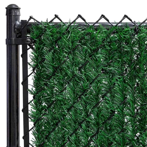 6000 Series Faux Hedge Chain Link Fence Slats, Pine Green, 4 ft