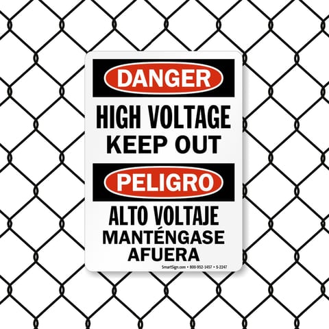 8032 Series - Bilingual Danger & Peligro: High Voltage Keep Out Sign image1