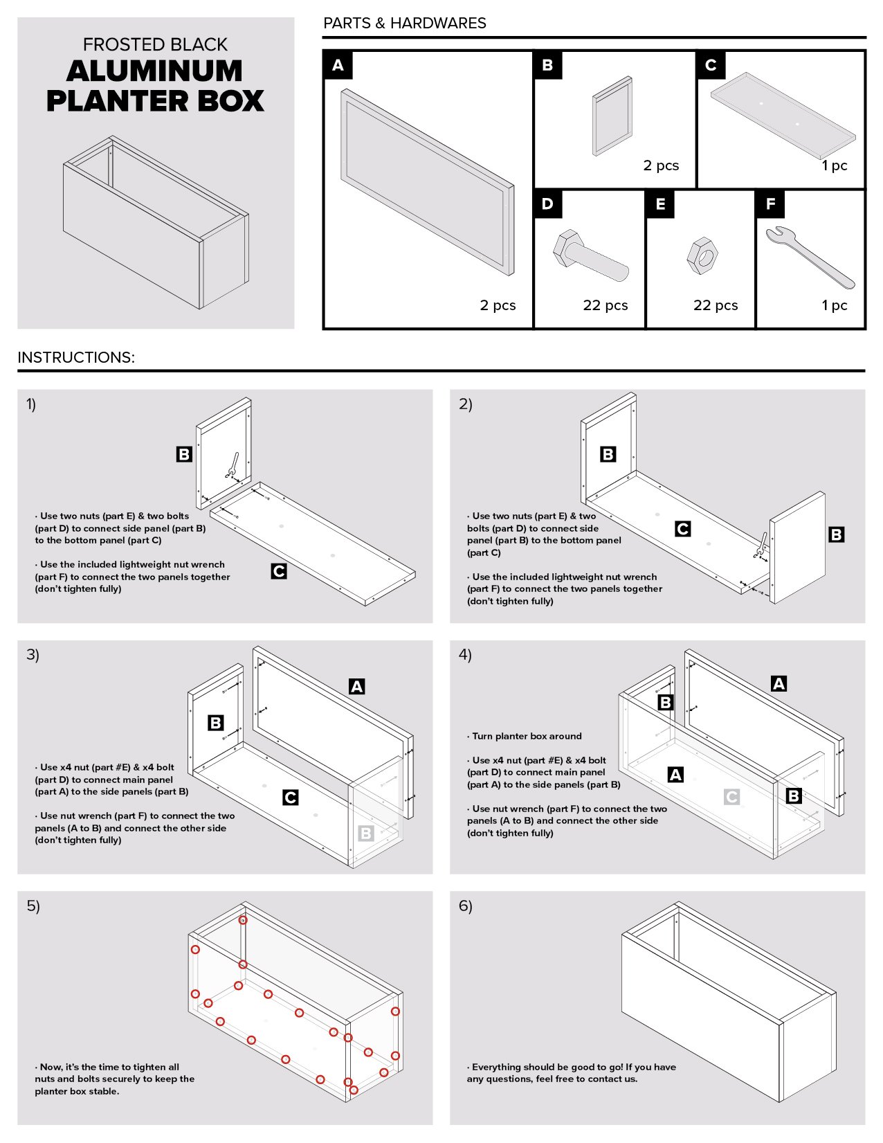 Frosted Black Aluminum Baxter Contemporary Planter Box Guide