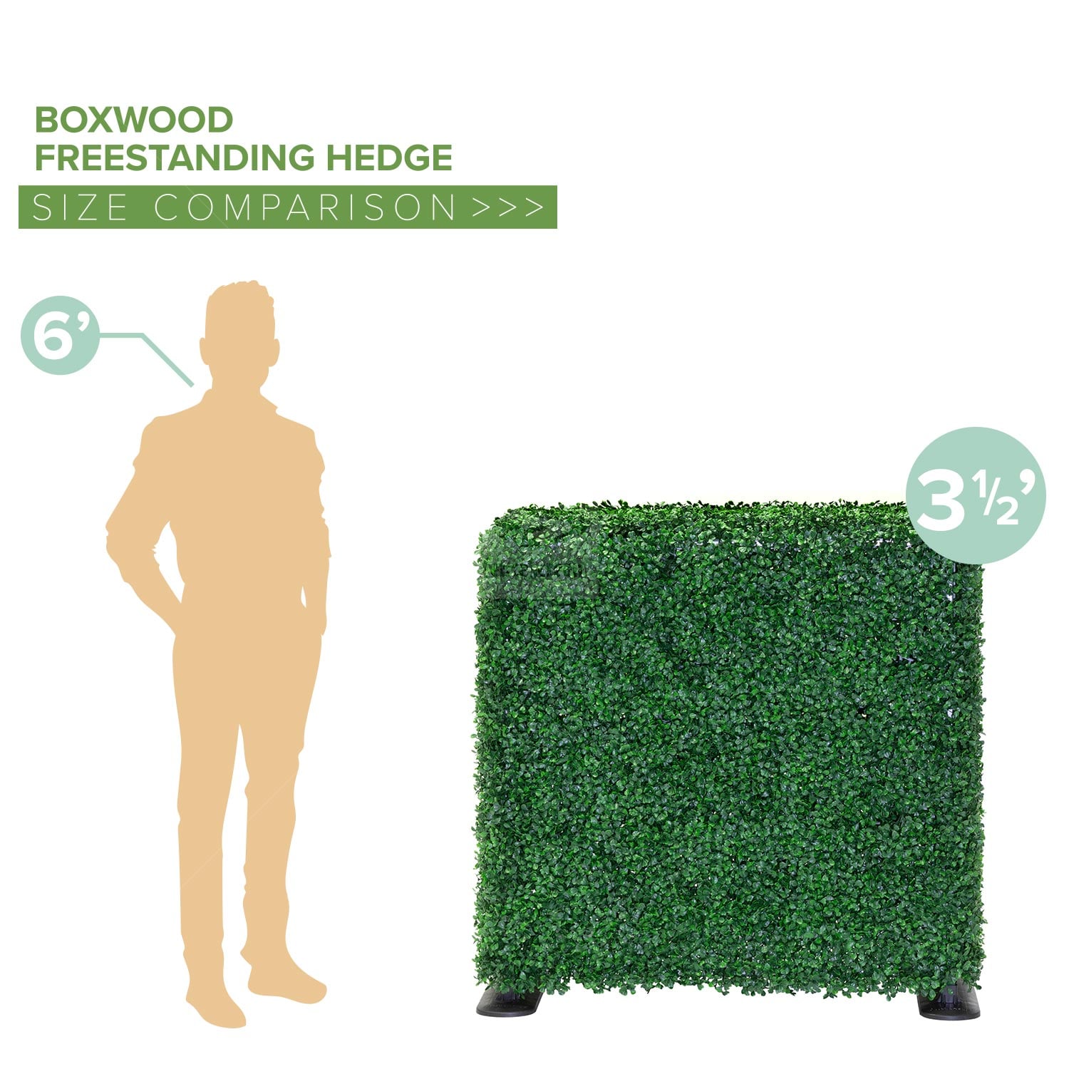 4ft Freestanding Artificial Boxwood Hedge Wall