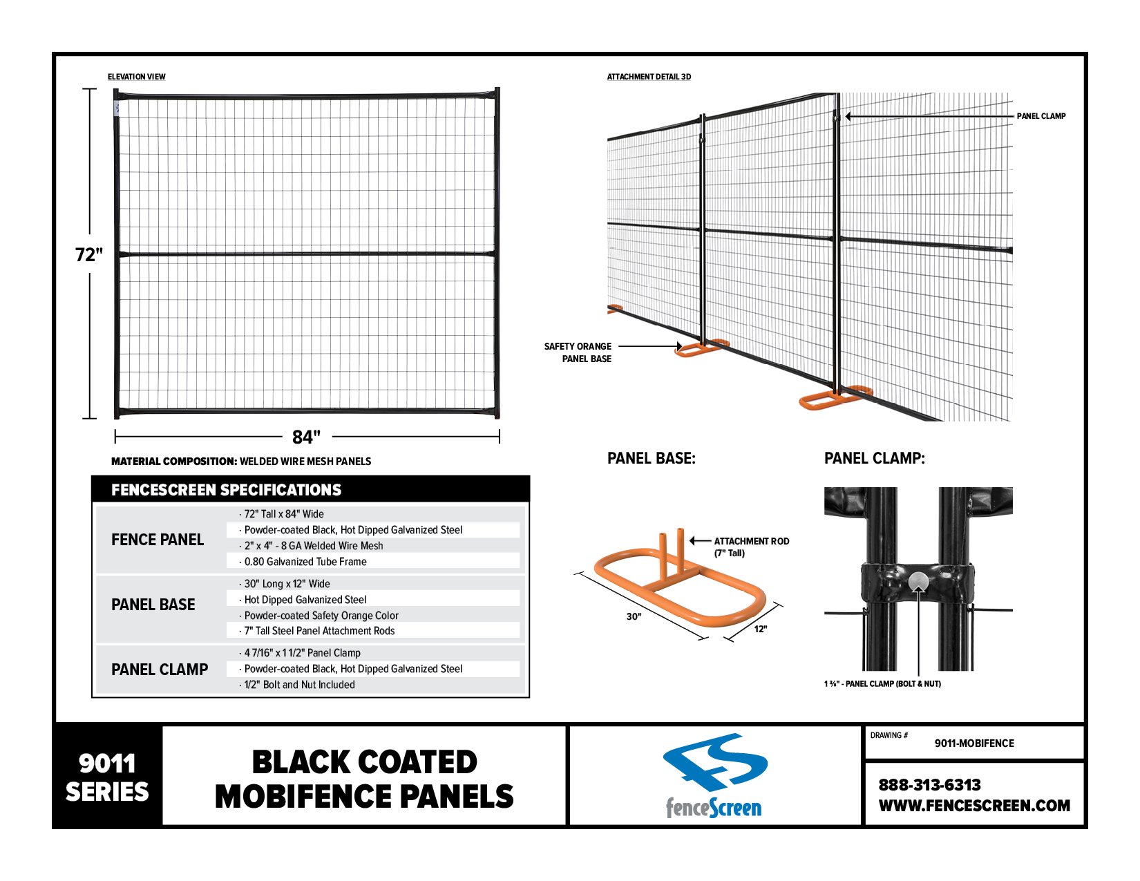 9011 Series Black MobiFence Temporary Fencing Material Specifications