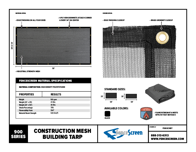 Construction Mesh Building Tarp for Safety & Scaffolding Enclosures