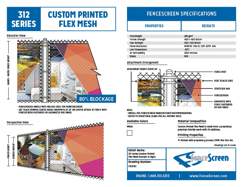 312 Series Construction Job Site Banners Mesh Material Specs