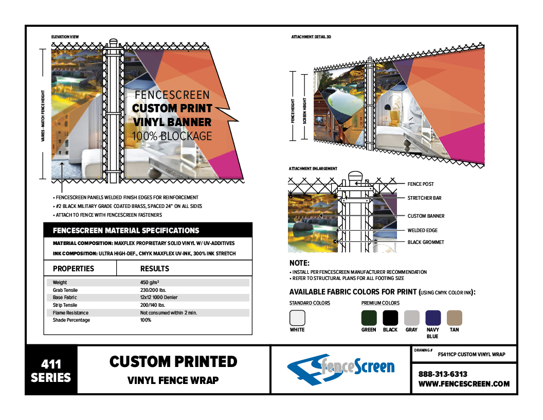 411 Series Custom Print on Vinyl Material Specifications