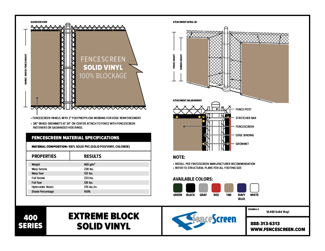 400 Series Solid Vinyl Material Specifications