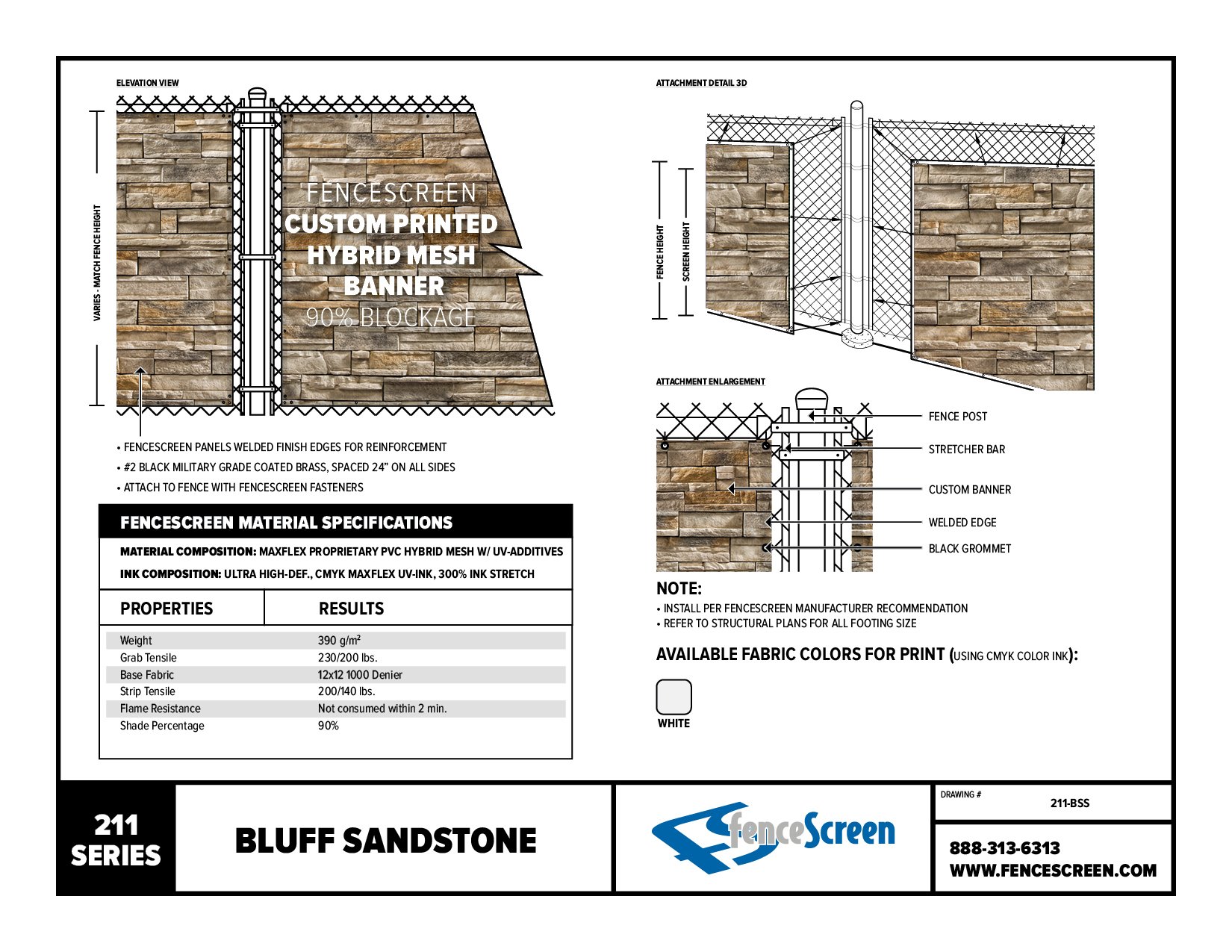 211 Series Bluff Sandstone Designer Screens Material Specifications